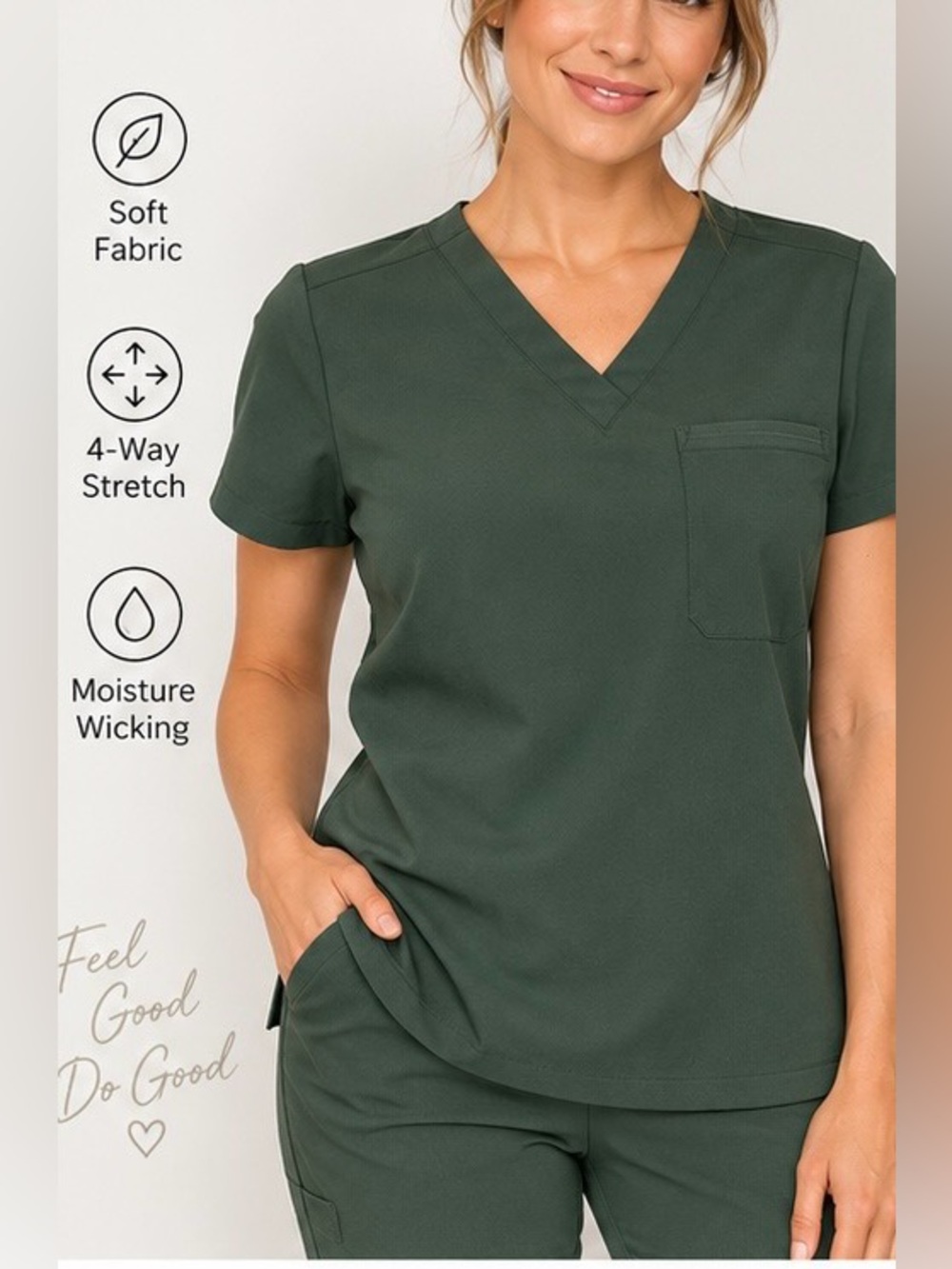 MANDALA’s EASE-TAC TECHNOLOGY WOMENS FOREST GREEN TOP -Size S
